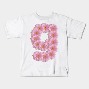 Letter g Pink Gerbera Daisy Kids T-Shirt